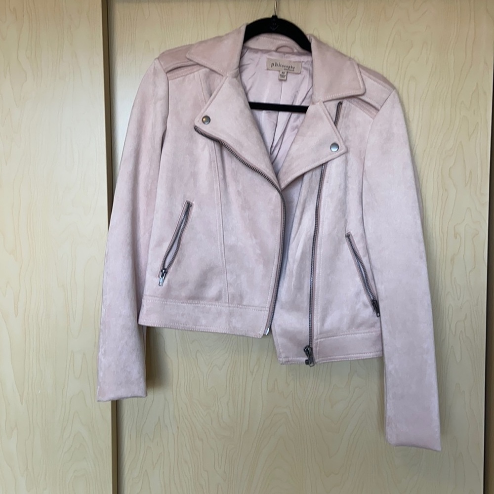 Philosophy Light Pink Soft Suede Jacket XS